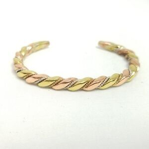 Vintage Solid Mixed Metal Cuff Bangle Bracelet, Solid Unsigned Estate